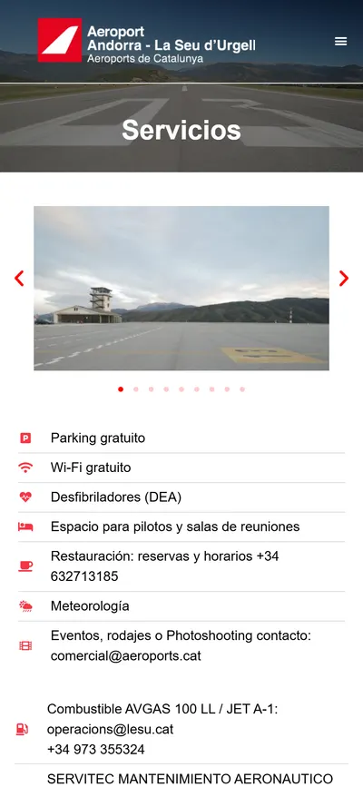 La misma página adaptada al móvil