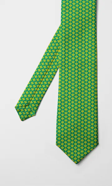 Corbata verde lima con un patrón menudo de espigas