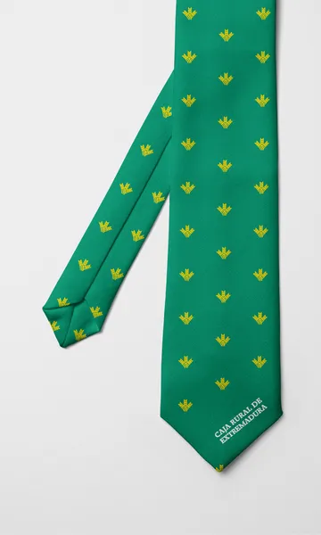 Corbata verde con espigas amarillas repetidas