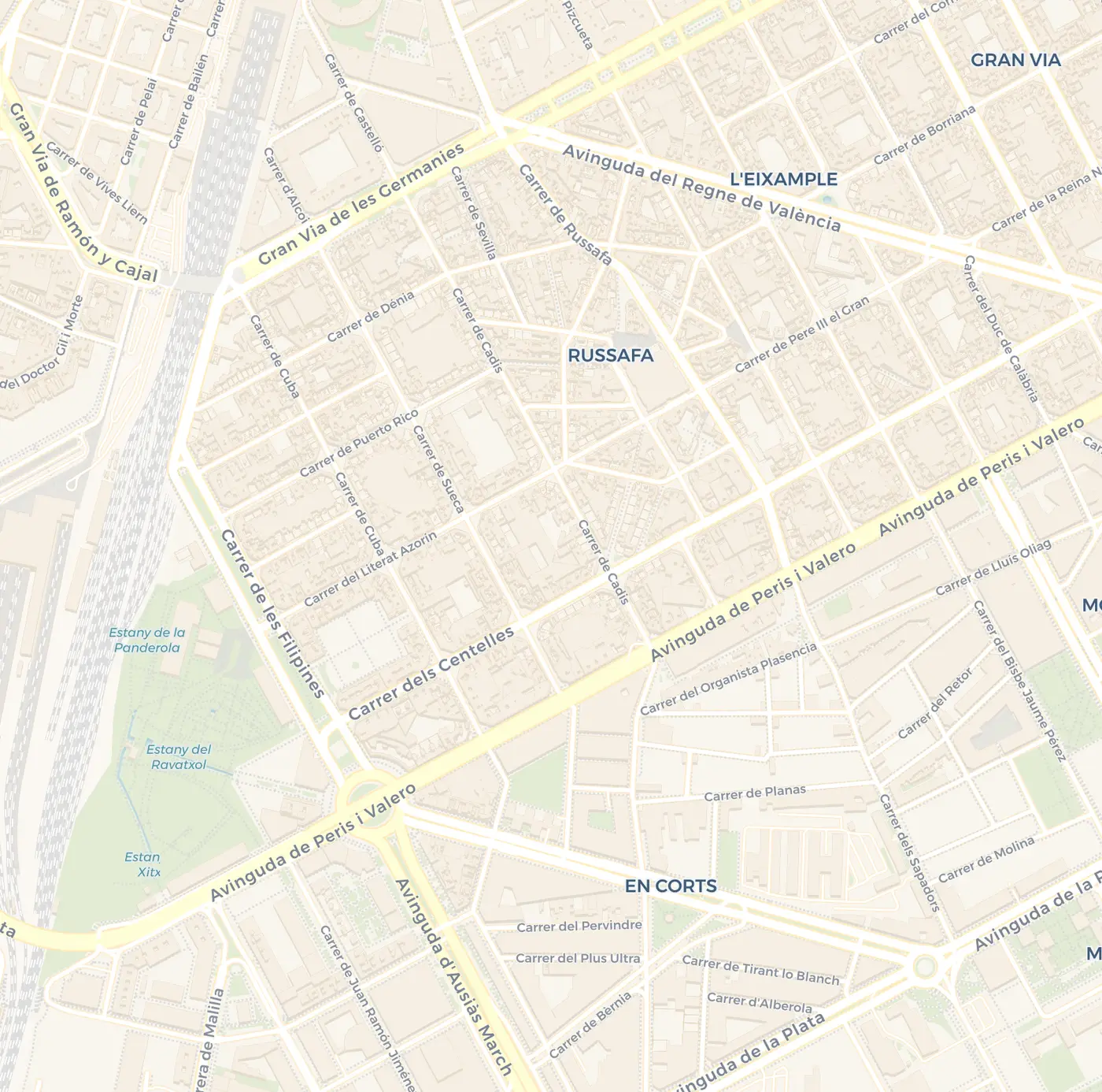 Plano del barrio de Ruzafa, en Valencia