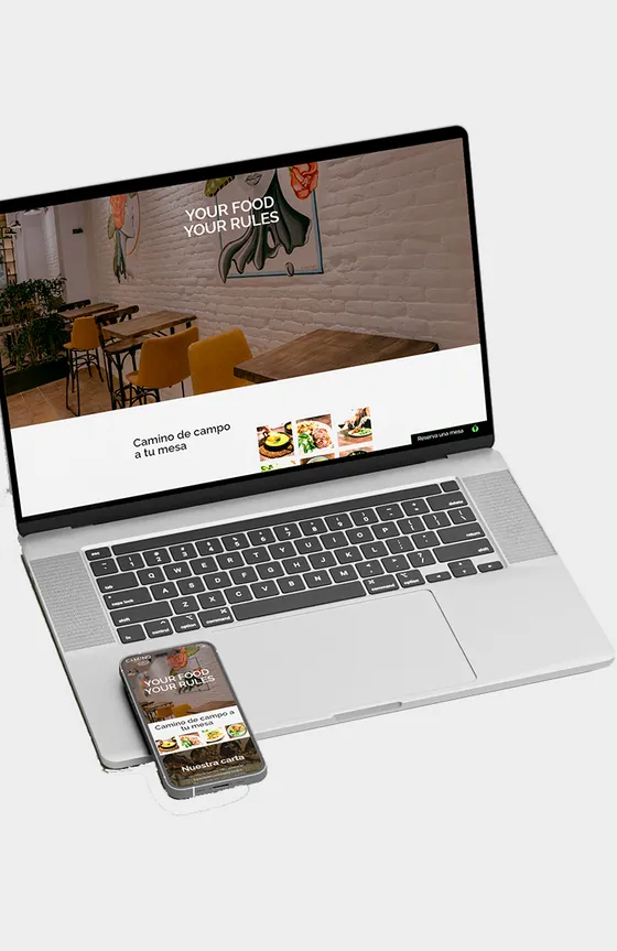 Diseño web de Camino Bites en portátil y móvil